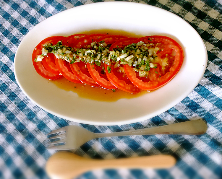 五分鐘料理~番茄羅勒佐洋蔥葡萄柚醬