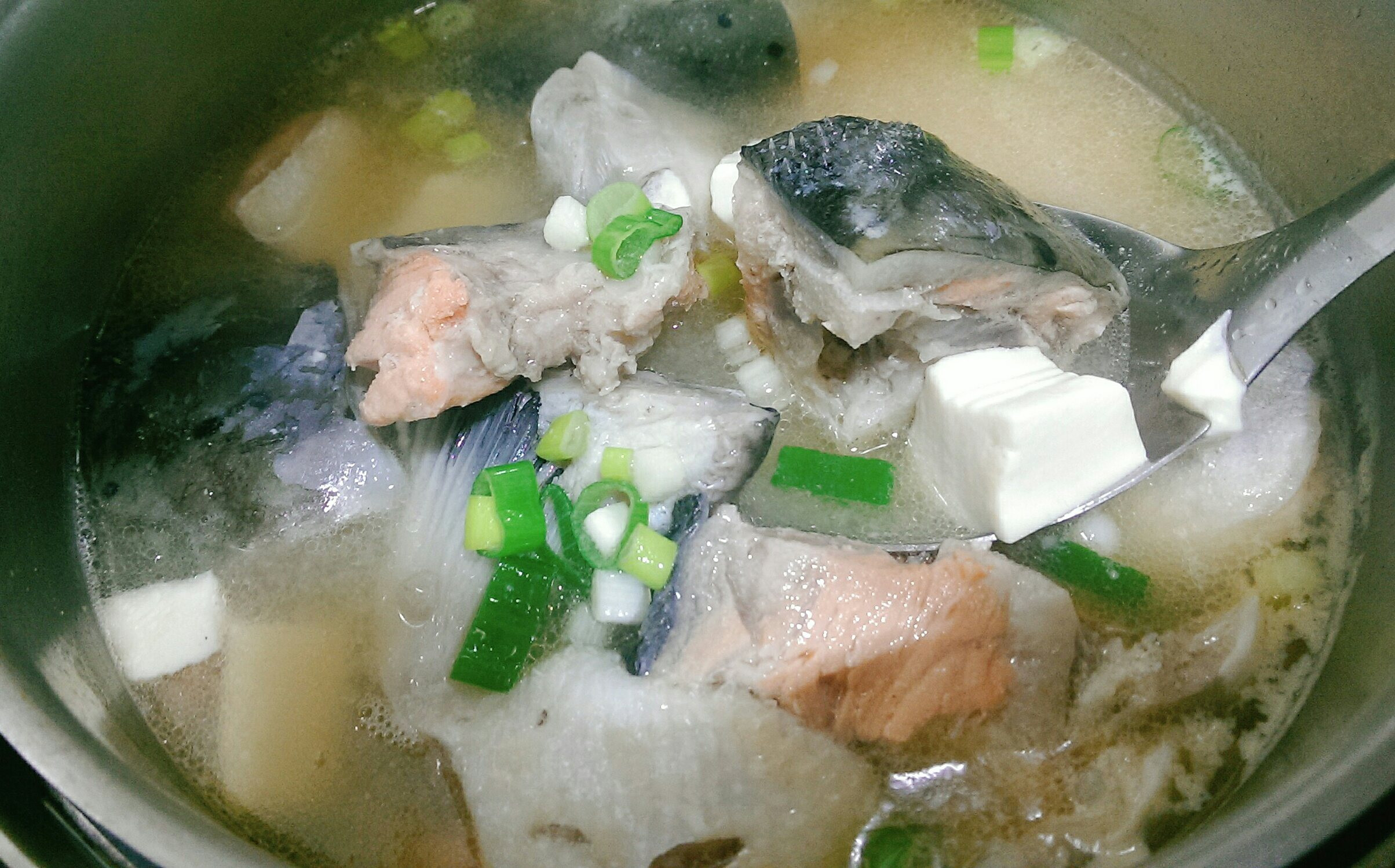 鮭魚味增豆腐湯