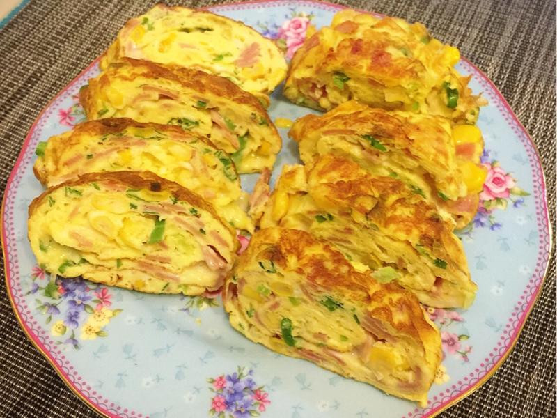 火腿玉米起司煎蛋卷