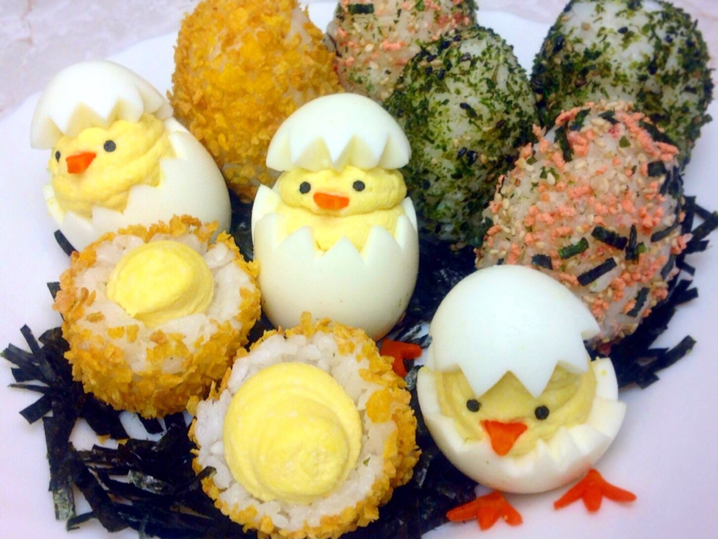 復活節小雞魔鬼蛋&彩蛋飯糰