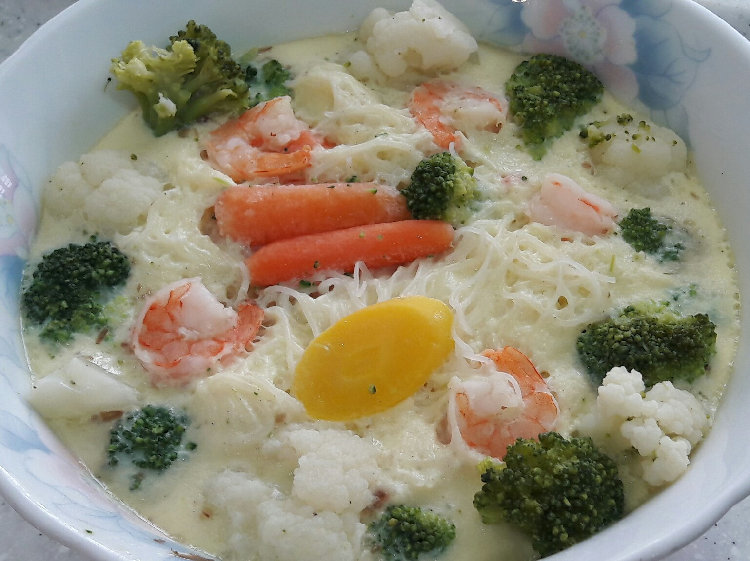 蔬菜蝦仁米粉蒸蛋 ~ 一鍋到底簡單料理