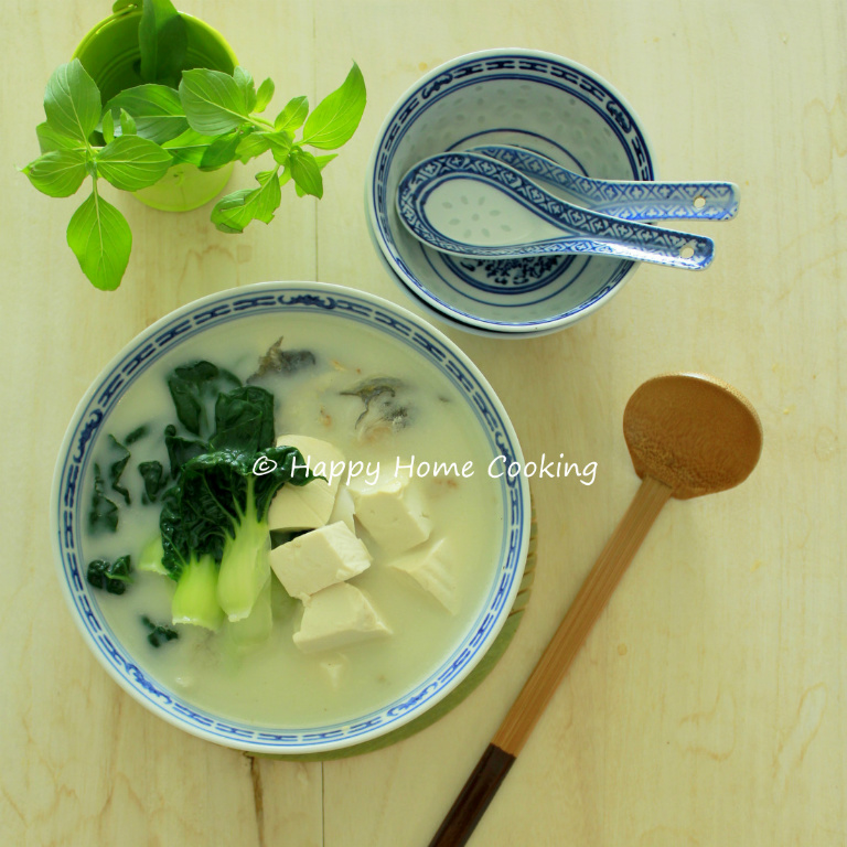 小白菜豆腐魚頭湯 ~ 清熱潤燥!