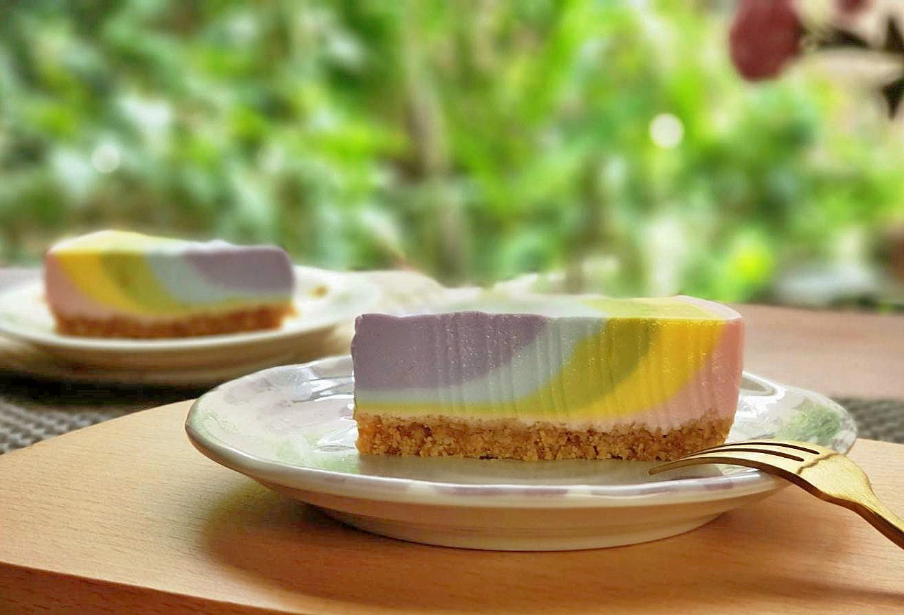 🌈夢幻彩虹乳酪蛋糕（免烤）🍮