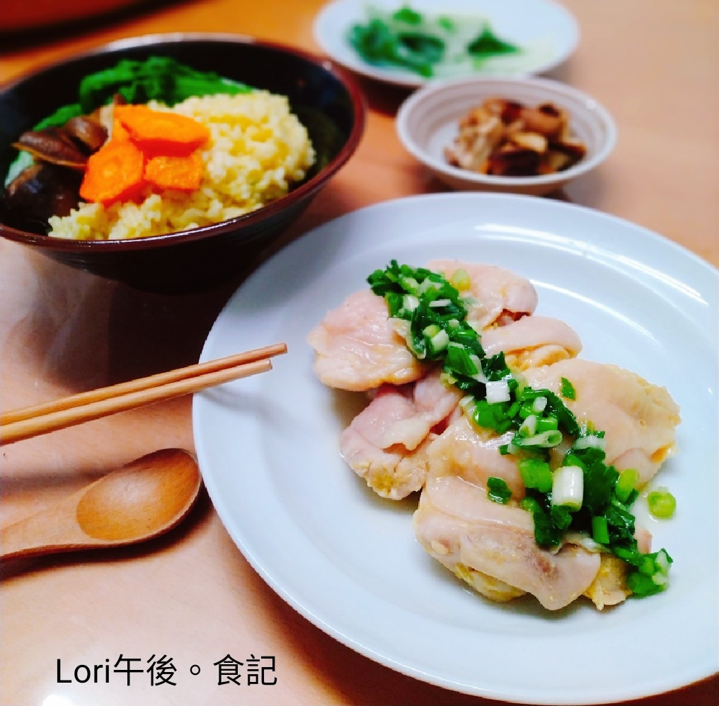 海南雞飯+蠔油香菇+燙青菜