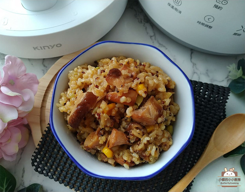 香菇雞肉糙米炊飯★如何快速煮軟Q糙米炊飯
