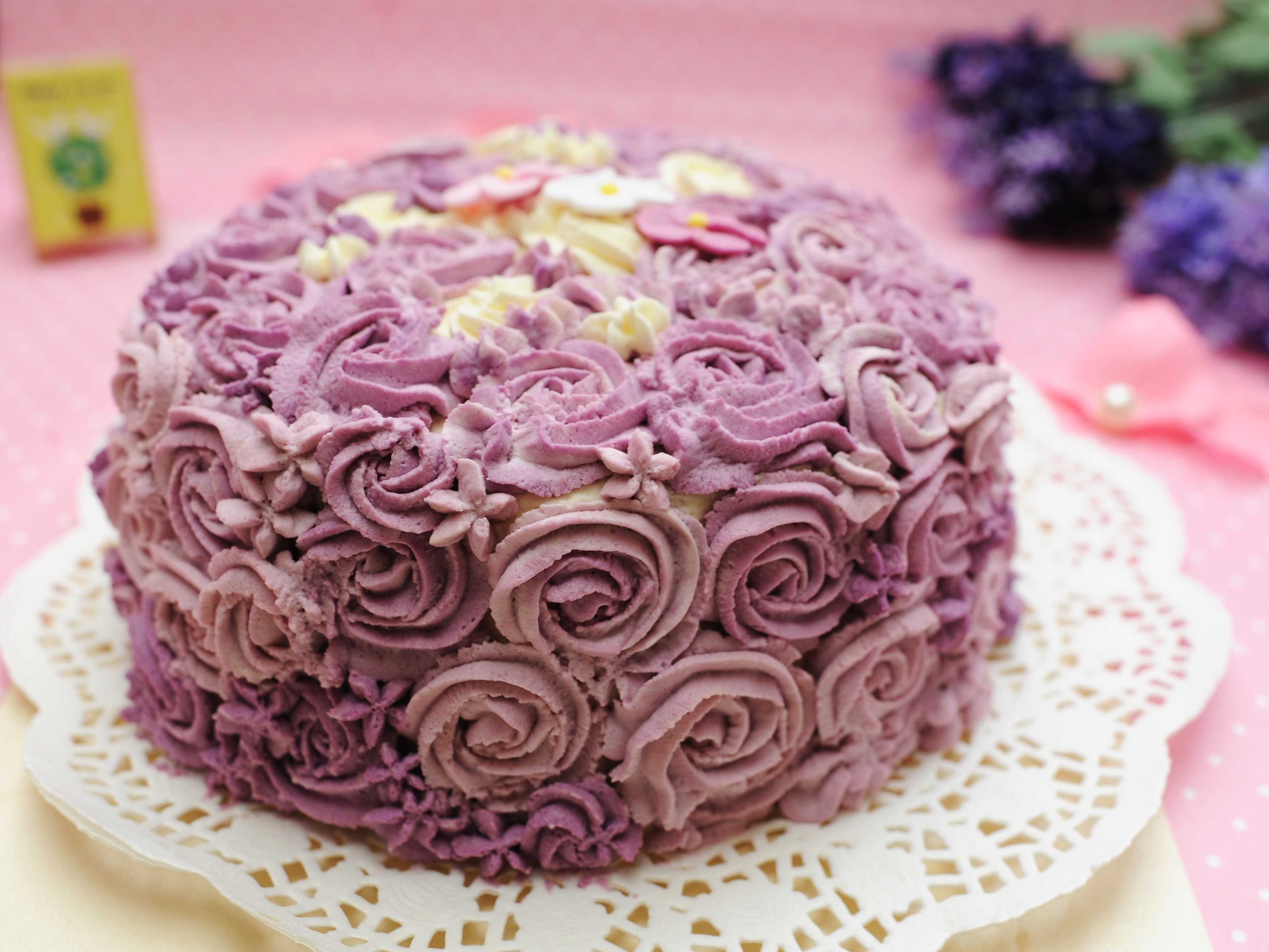 紫色花朵生日蛋糕图片素材-编号22567906-图行天下