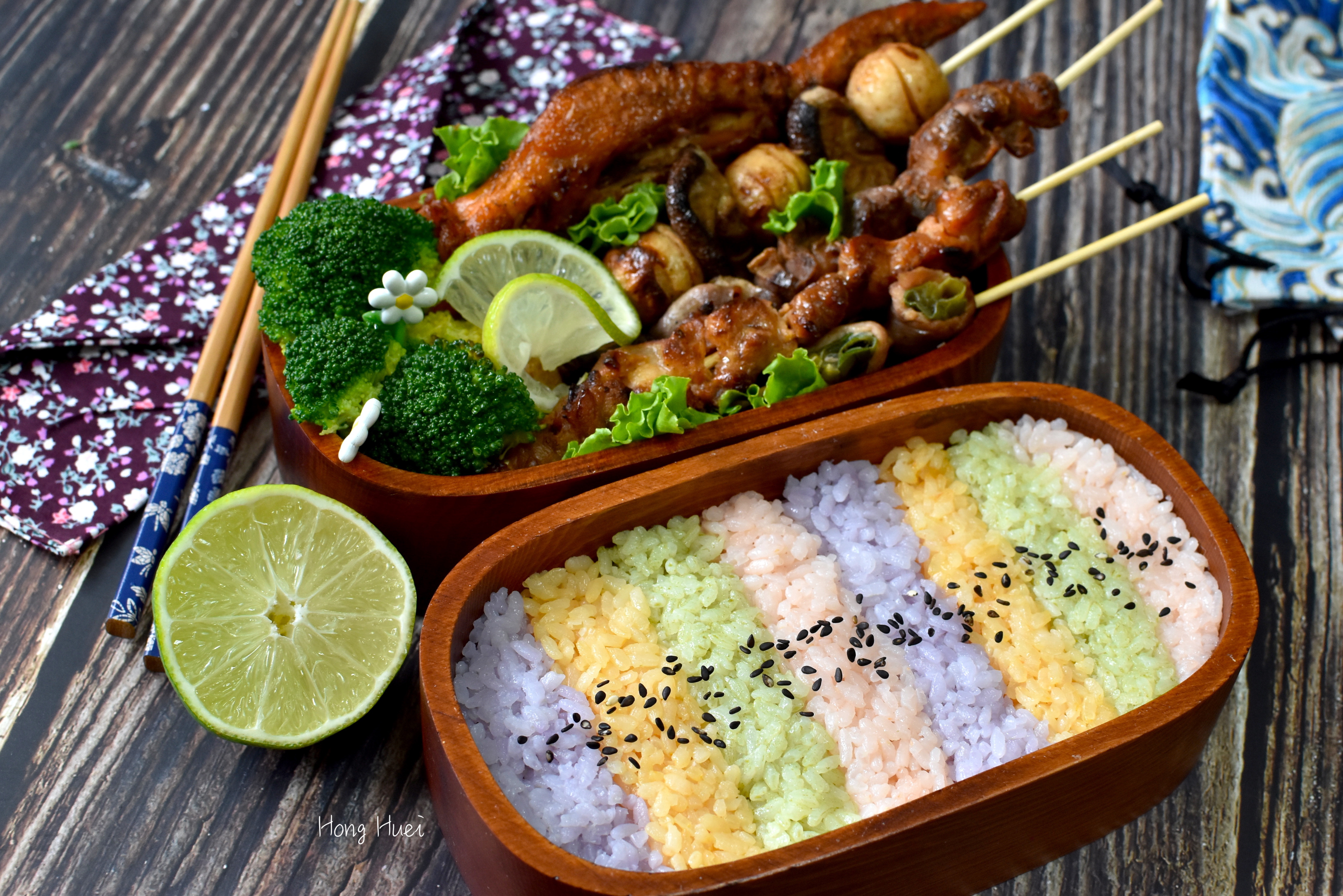 烤肉串彩米飯盒by 洪惠 愛料理